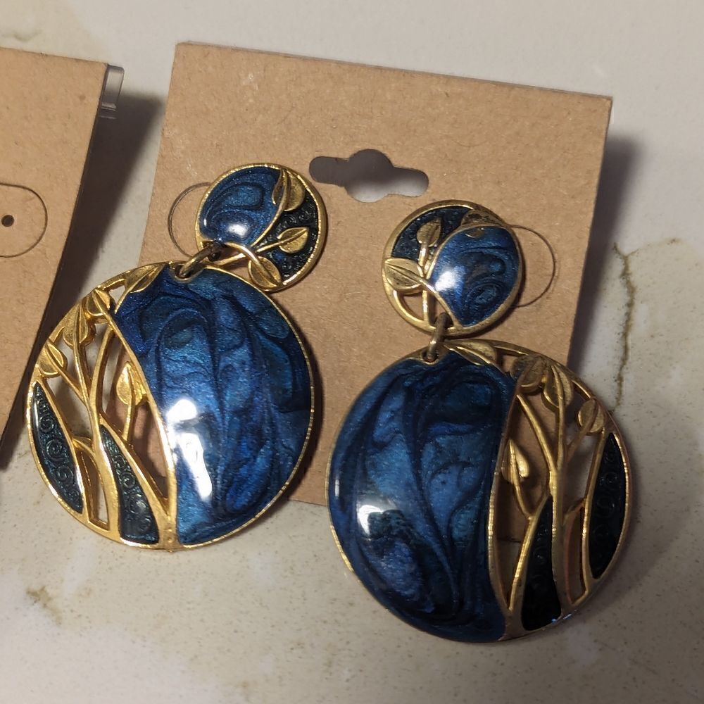 3 piece set of handmade metal abstract stud earrings - Picture 3 of 5
